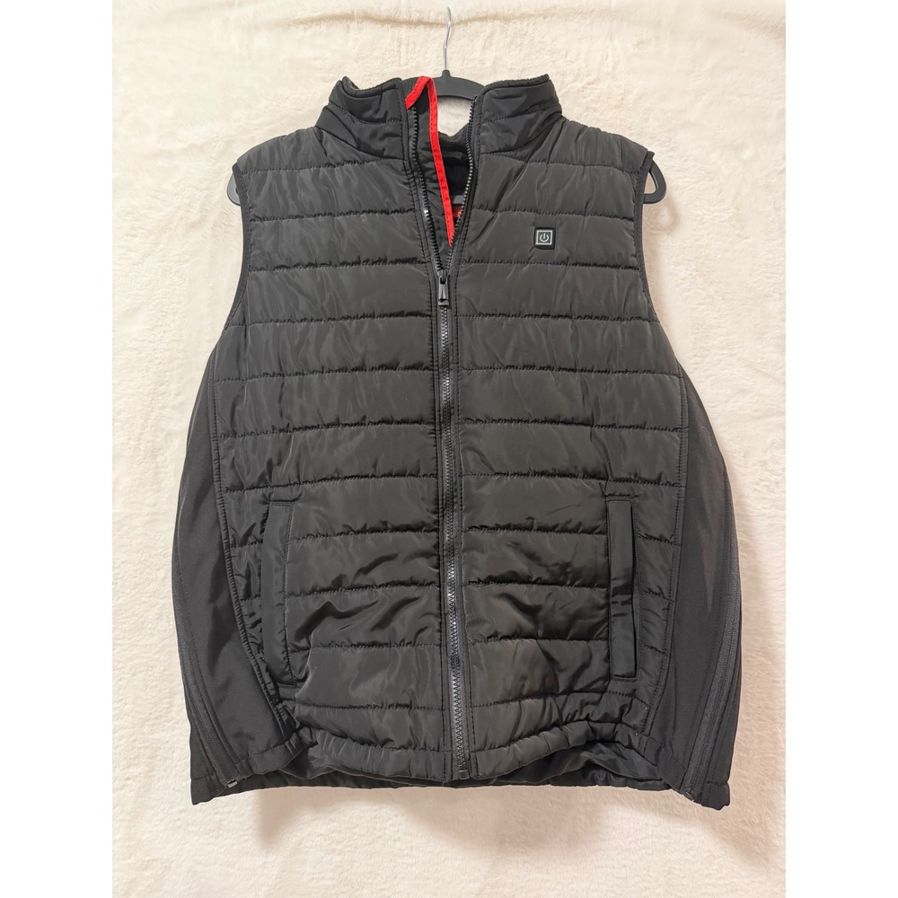 Unbranded USB Heated Puffer Vest Black Quilted Full Zip Sleeveless Jacket L/XL